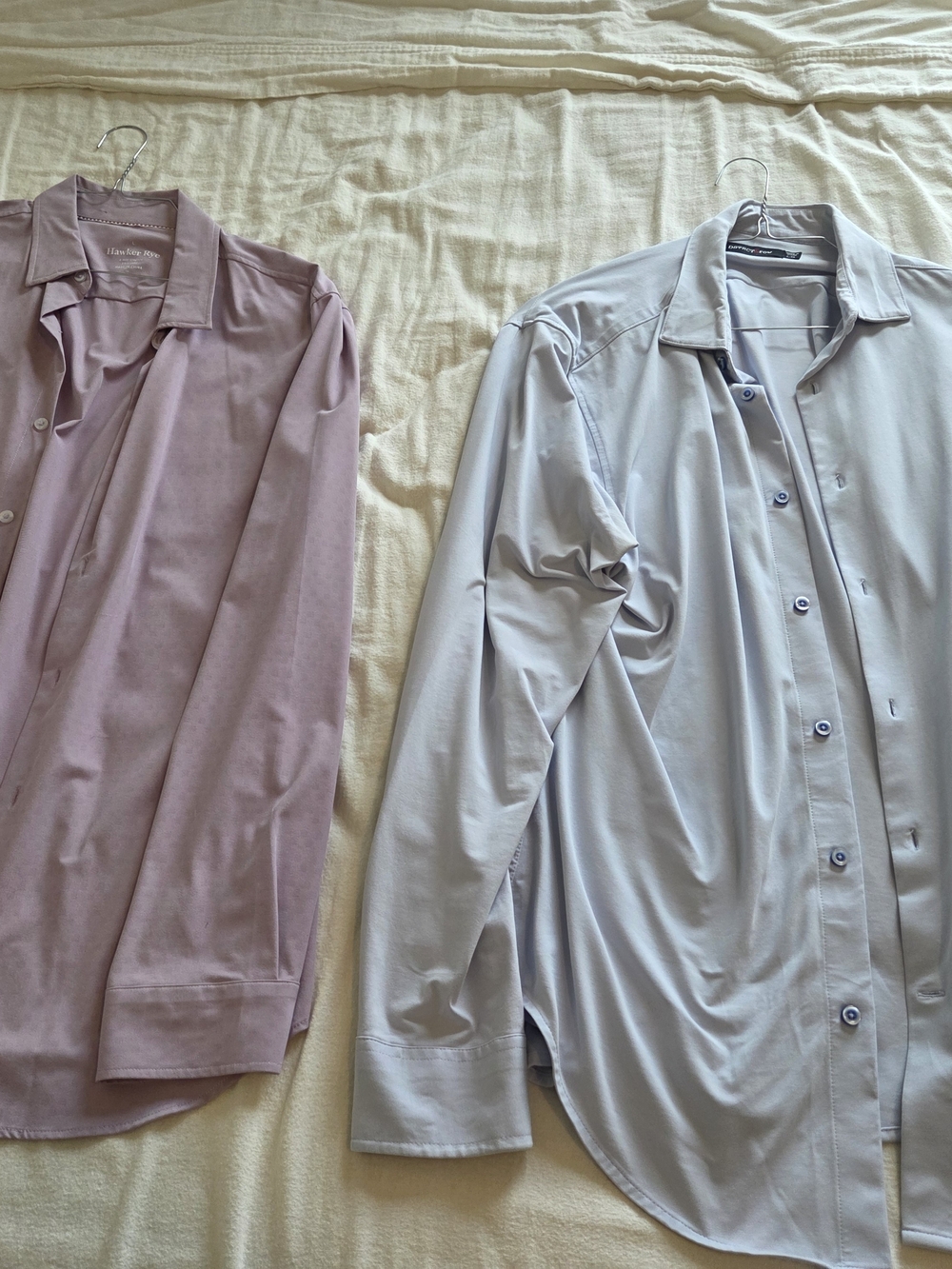 Light Pink and Pale Blue Button-Up Shirts